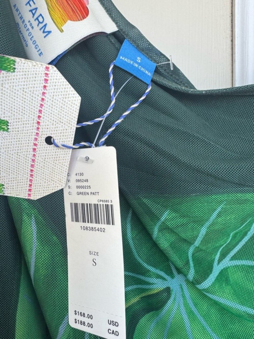 Anthropologie Green One-Shoulder Midi Dress with Tropical Floral Print - Picture 8 of 9